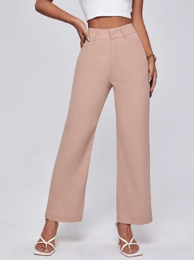 SHEIN RUŽOVÉ ROVNÉ HIGH WAIST NOHAVICE (24)