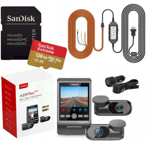 VIOFO A229 PLUS 3CH 2K DVR ПЕРЕДНИЙ ЗАДНИЙ ВНУТРІШНИЙ FHD GPS BT + 128GB ACC