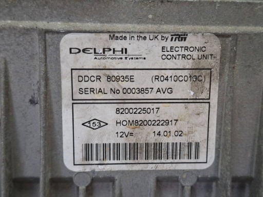 control unit of the engine R0410C01RC 8200222917 8200225017 RENAULT KANGOO 1.5 DCI