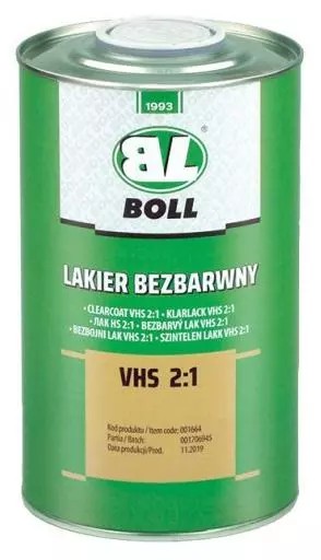 ПРОЗОРИЙ ЛАК BOLL VHS 2: 1 1L ВИКОРИСТОВУВАТИ З ЗАТВЕРДЖУВАЧЕМ 001665 BOLL