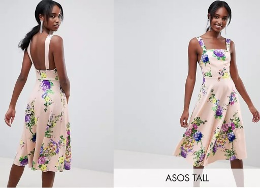 AS0S DESIGN tall sukienka w kwiaty midi print 38