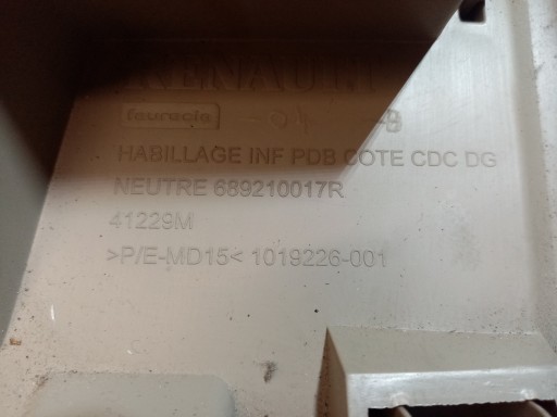 Blende Abdeckung Armaturenbrett untere RENAULT SCENIC 3 689210017R