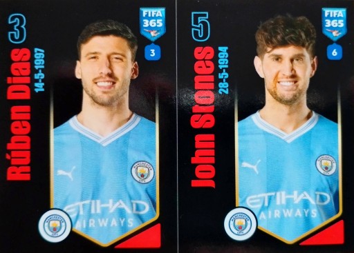 Наклейки PANINI FIFA 365 2024 STICKER 90 a b MANCHESTER CITY DIAS STONES