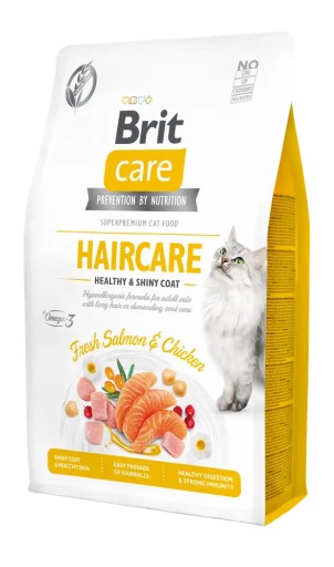Brit Care Cat HairCare / Losos a Kuracie Mäso pre krásnu a lesklú srsť 2kg