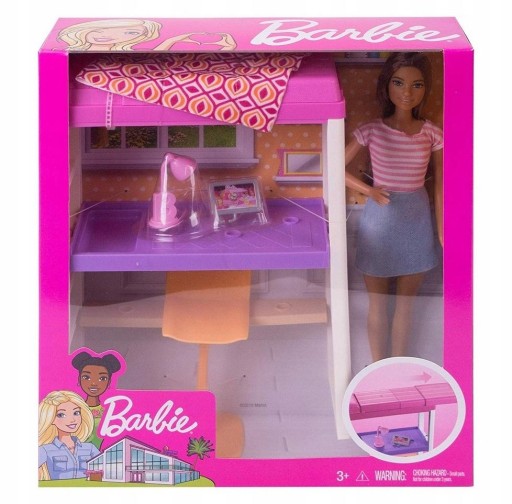 Barbie Sypialnia z Lalką i Łóżkiem Piętrowym FXG52