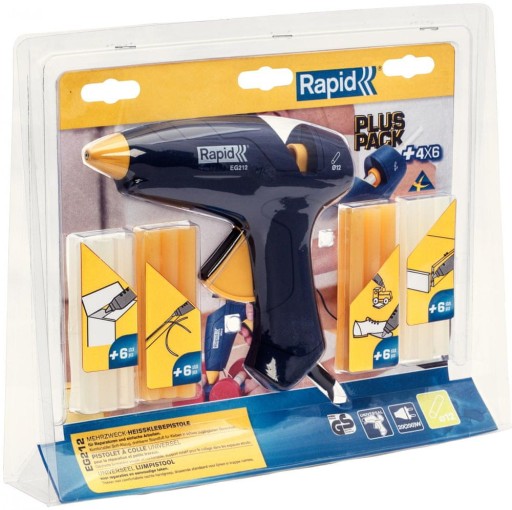 КЛЕЕВОЙ ПИСТОЛЕТ EG212+4 ВИДА КЛЕЯ 11-12 ММ ПЛЮС УПАКОВКА КЛЕЕВ