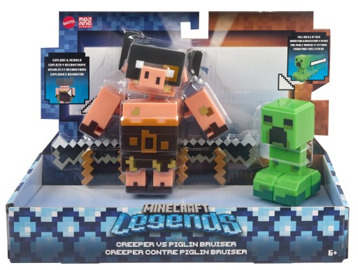 Figúrka Minecraft Legends 8 cm 2 ks – Creeper vs. Piglin Bruiser GYR98