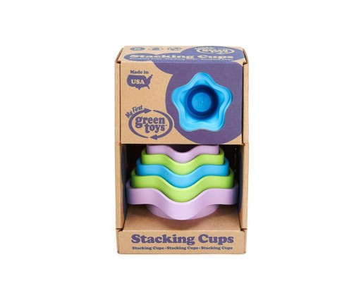 Green Toys Stacking Cups Zestaw do zabawy podczas kąpieli Niebieski, Zielony, Fioletowy