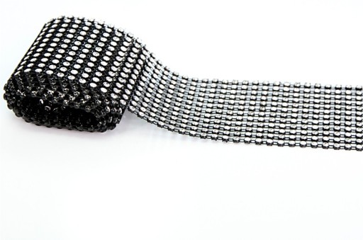 Pas diamentowy z kryształów 6cm x 1m czarny