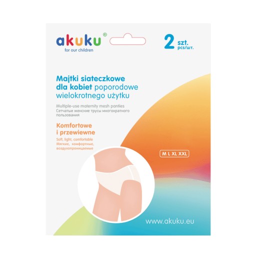 Akuku wielorazowe majtki poporodowe siateczkowe XL, 2 szt.