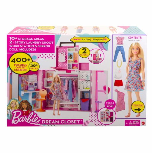 Garderoba Barbie Zestaw z lalką + 36 akcesoriów HGX57