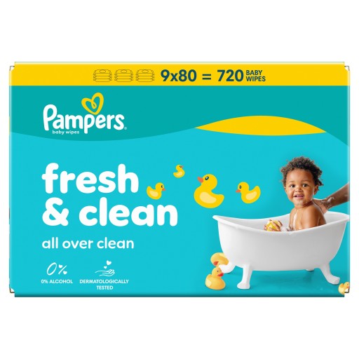 Pampers Fresh Clean chusteczki nawilżane 9 x 80 szt.