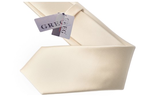 GŁADKI ECRU Krawat Wąski 6cm Slim Jednolity Mikrofibra Żakard GREG gs41cc