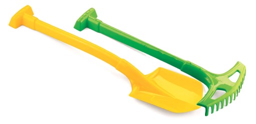 Marioinex Komplet do piasku Zuch łopatka + grabki, 52,5 cm żółto-zielone
