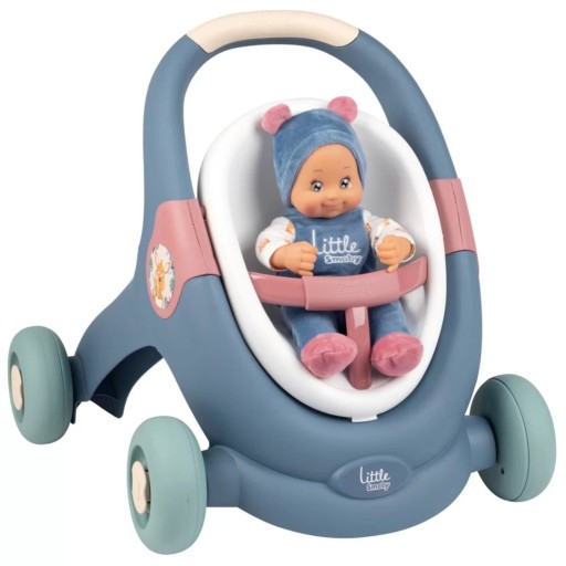 SMOBY LITTLE CHODZIK PCHACZ 3W1 WÓZEK DLA DZIECI MIĘKKA LALKA BOBAS ZABAWA