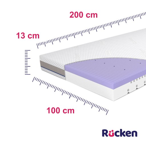 Materac Rucken materac 200x100 średnio twardy do łóżka średnio - twardy 200 x 100 x 13 cm