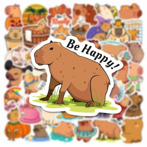 KAPIBARA naklejki 50 szt. WODOODPORNE Capybara śmieszne zwierzątka