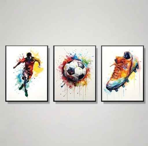 Zestaw trzech Plakatów Piłkarskich A3 w ramie piłka nożna sport football