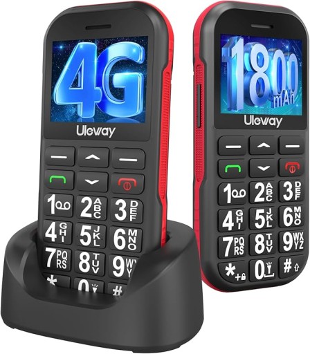 CHAKEYAKE 4G telefon komórkowy dla seniorów z dużymi przyciskami, 1800 mAh