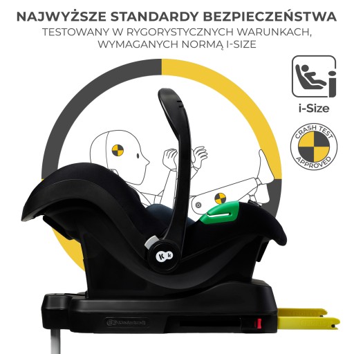 Fotelik samochodowy MINK PRO i-Size 40-75cm Kinderkraft Baza ISOFIX czarny