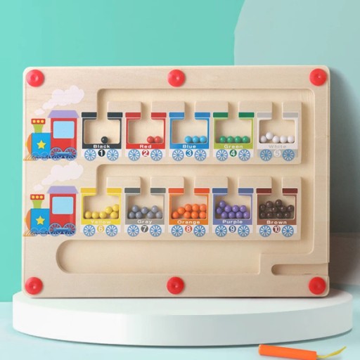 TABLICA MAGNETYCZNA MONTESSORI EDUKACYJNA DREWNIANA UKŁADANKA POCIĄG