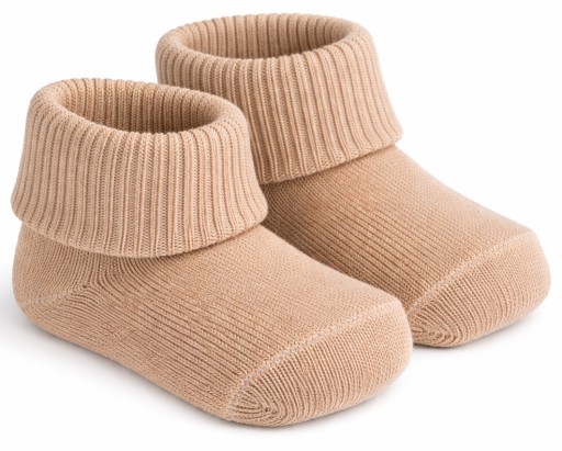 SKARPETKI NIEMOWLĘCE BEZUCISKOWE MIĘKKA BAWEŁNA / WYPRAWKA - LATTE 0m+
