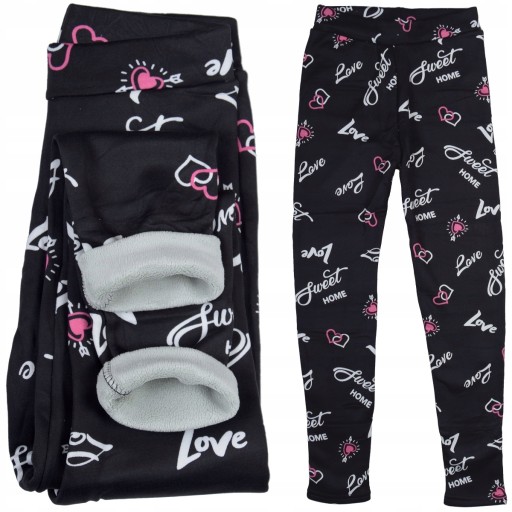 CIEPŁE legginsy 6907/8S GETRY OCIEPLONE GRUBYM POLAREM 122/128