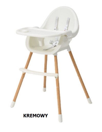 KRZESEŁKO DO KARMIENIA DLA DZIECI 3w1 TACA FOTELIK KREMOWE ZOBACZ