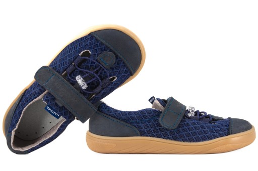 MAZUREK SLIPPER NAVY BAREFOOT SKÓRZANO-TEKSTYLNE PÓŁBUTY KAPCIE 27 Granat