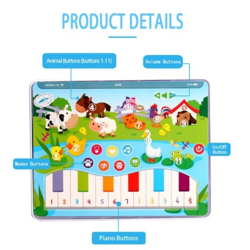 Tablet dla dzieci pianinko edukacyjne tablet dla maluszków muzyczne światła