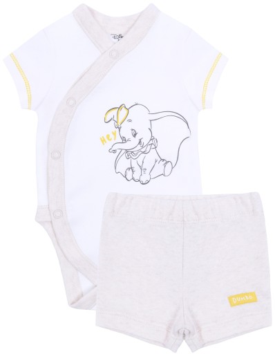 Biało-beżowe body+spodenki Dumbo 0-0 m 50 cm