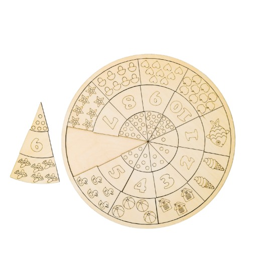 Matematyczna pizza, drewniana układanka, nauka liczenia, matematyka
