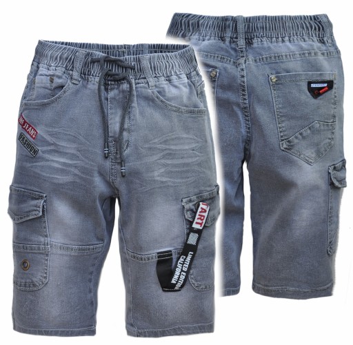 DITO Spodenki chłopięce krótkie miękkie szare jeans w gumkę r 122/128