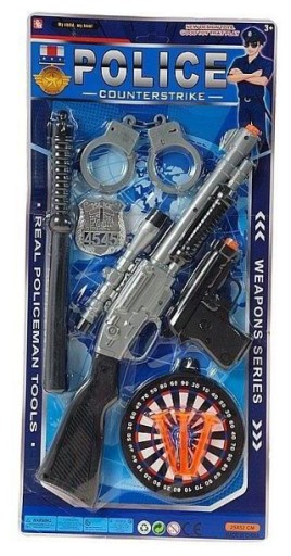 Zestaw policyjny pistolet strzelba pałka kajdanki 18z