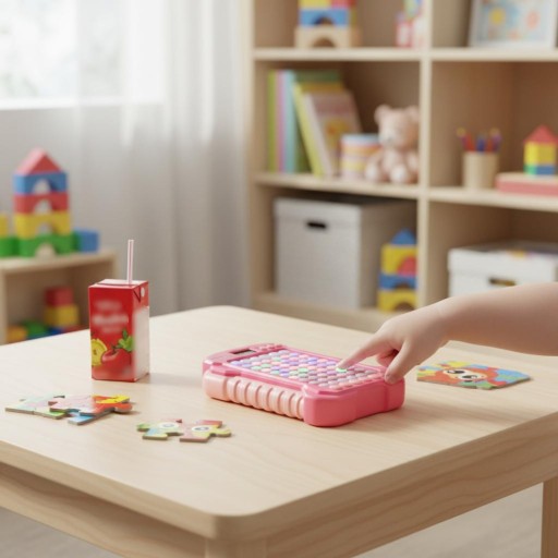 Interaktywna gra edukacyjna zasilana bateriami, typu "push game"