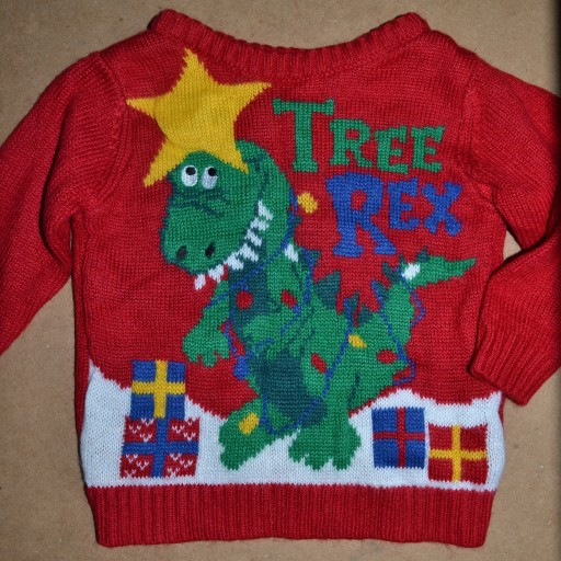 106^ Świąteczny sweter TREE Rex 9/12 msc_80 świeci