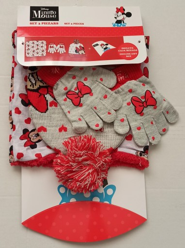Myszka Minnie Mouse Czapka Rękawiczki Szalik Komin