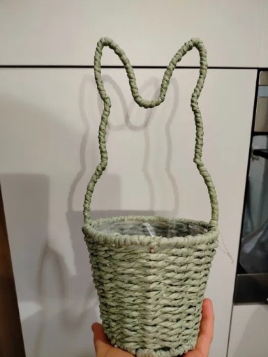 Zdjęcie oferty: Koszyk wielkanocny dla dziecka zajączek z uszami zielony królik osłonka