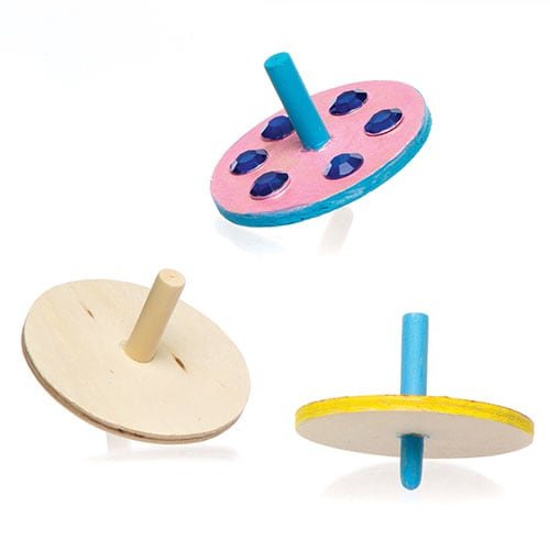 Baker Ross AR416 Wooden Spinning Tops (Pack of 6),