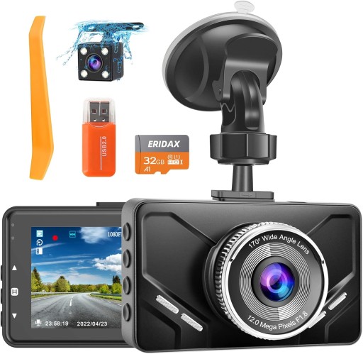 Zdjęcie oferty: Podwójna kamera samochodowa przód tył/wnętrze ekran 3" 32GB FHD na prezent