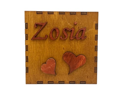 Drewniana skarbonka decoupage GRAWER prezent imię