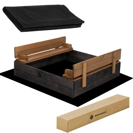 PS100 PIASKOWNICA DREWNIANA 100x100 CZARNO-BRĄZOWA PREMIUM
