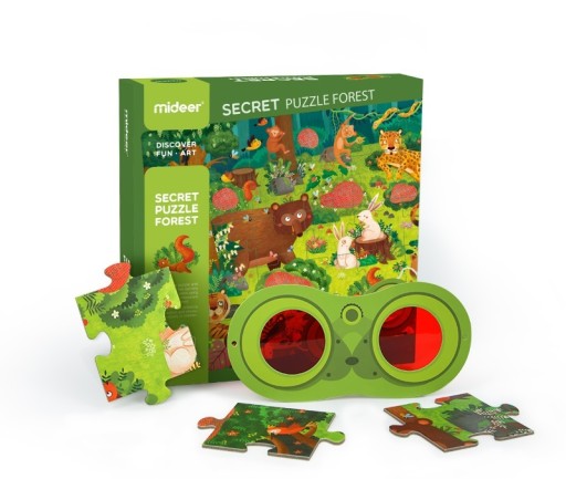 MIDEER SEKRETNE PUZZLE Z OKULARAMI 3D DLA DZIECKA LAS 35 ELEMENTÓW