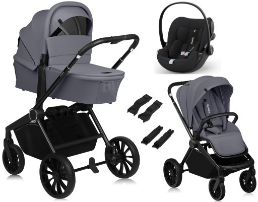WÓZEK LIONELO MIKA PLUS CYBEX CLOUD G PLUS ADAPTERY 3w1 GREY STONE