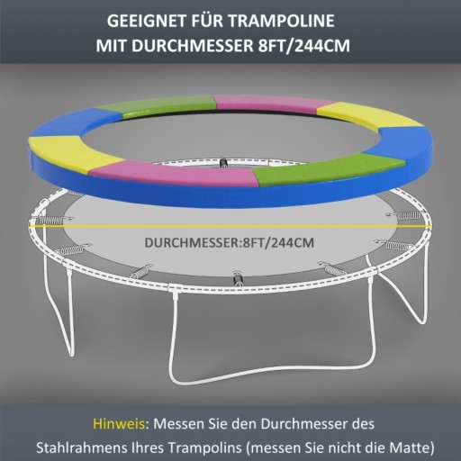 Osłona krawędzi trampoliny, 244 cm, odporna na warunki atmosferyczne.