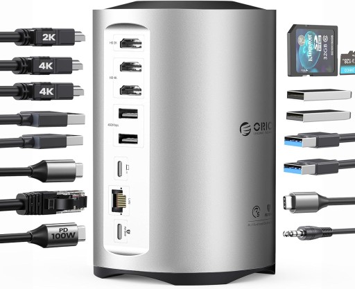 Zdjęcie oferty: Stacja dokująca 15w1 koncentrator USB HDMI PD SD/TF PD 3xLCD ORICO CDH-YD3