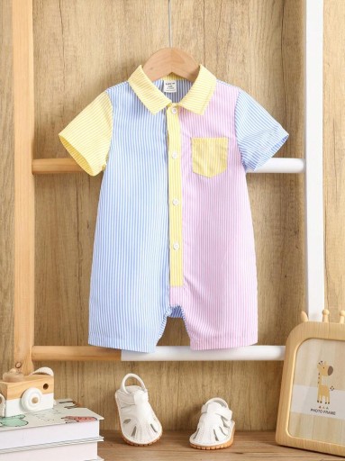 SHEIN KOLOROWY KOMBINEZON PASKI (3-6M)