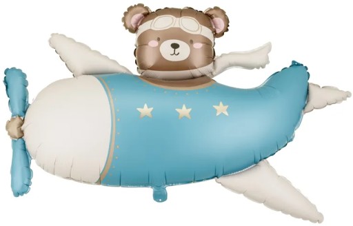 Balon foliowy Miś w Samolocie Niebieski