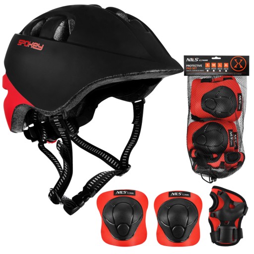 Kask Rowerowy Orzeszek Regulowany 48-52 cm + Zestaw 6 szt. Ochraniaczy S