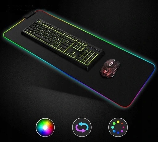 DUŻA PODKŁADKA GAMINGOWA POD MYSZ NA BIURKO LED RGB XXL 80x30cm